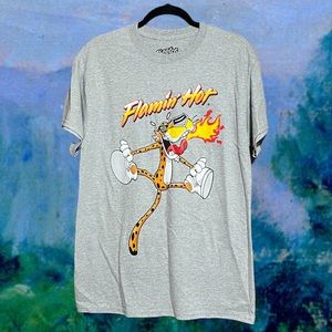 Cheetos Retro Flaming Hot Short Sleeve T-shirt Mens Grey.